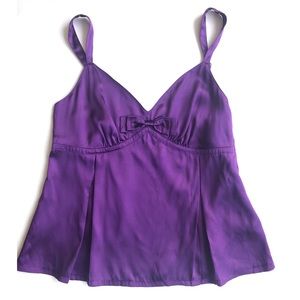 NEW GAP Purple Bow Silk Babydoll Cami Top